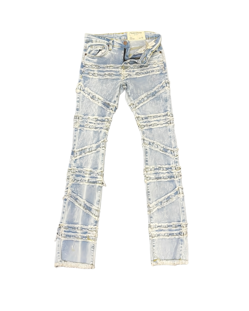 Lined Frayed Kids Stack Jeans