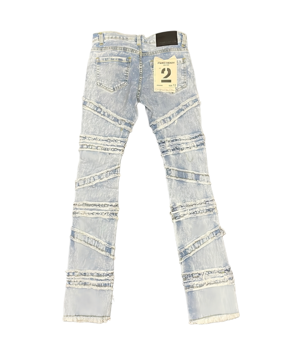 Lined Frayed Kids Stack Jeans