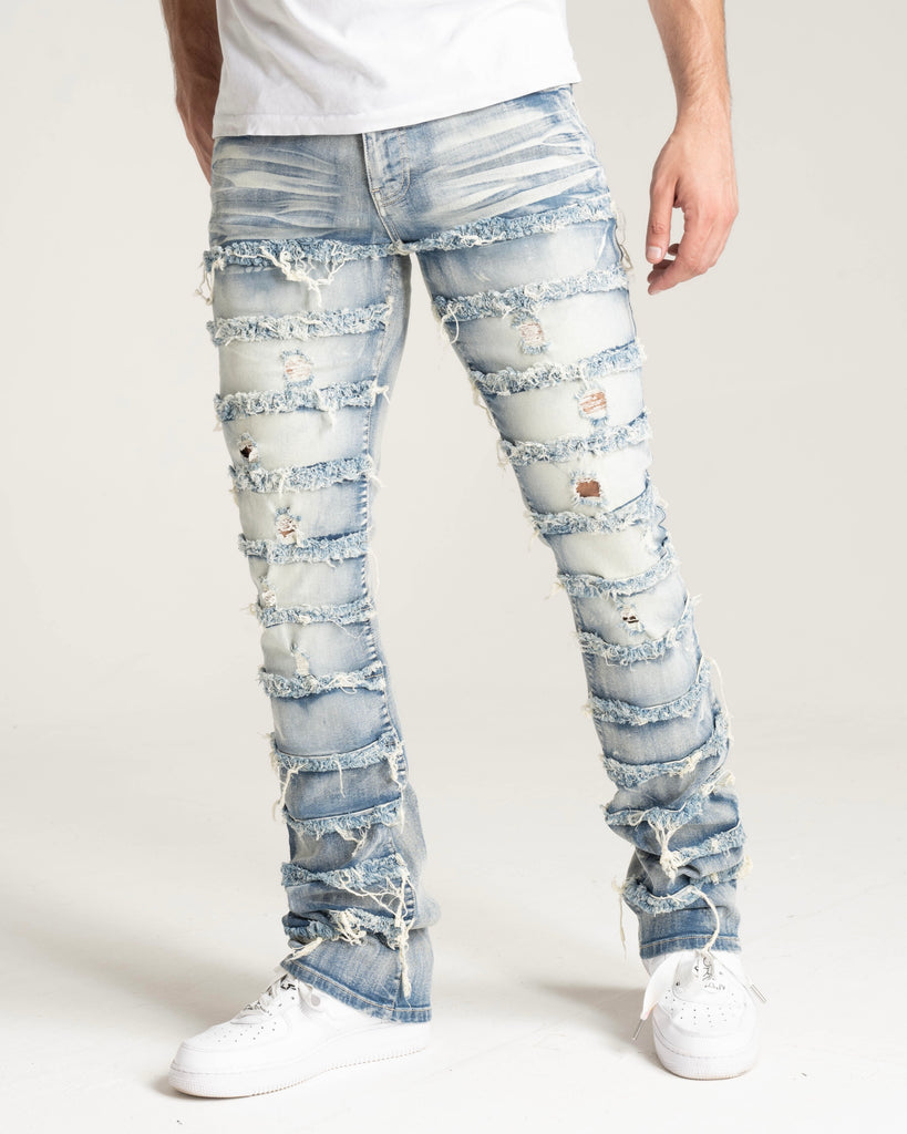 Spark Multi Frayed Stacked Jeans