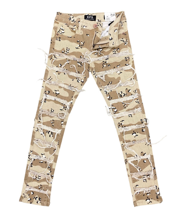 Camo Frayed Kids Pants