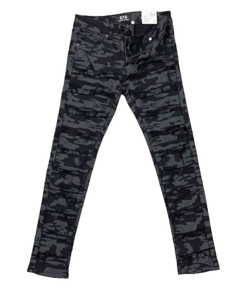 Camo Frayed Kids Pants